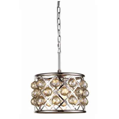 Elegant Lighting Madison 3 Lt Polished Nickel Pendant Golden Teak