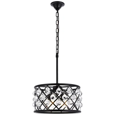 Elegant Lighting Madison 4 Lt Matte Black Pendant Clear