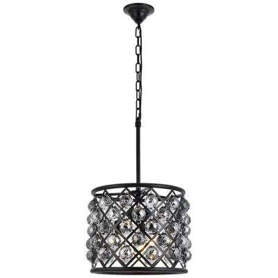 Elegant Lighting Madison 4 Lt Matte Black Pendant Silver Shade (grey)