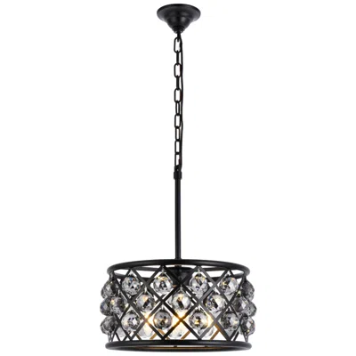 Elegant Lighting Madison 4 Lt Matte Black Pendant Silver Shade (grey)