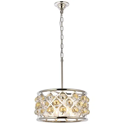 Elegant Lighting Madison 4 Lt Polished Nickel Pendant Golden Teak In Metallic