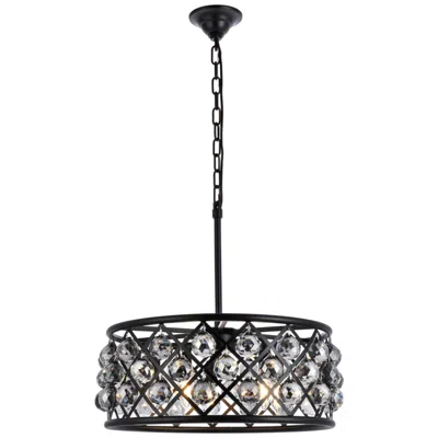 Elegant Lighting Madison 5 Lt Matte Black Chandelier Silver Shade (grey)