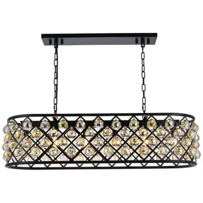 Elegant Lighting Madison 6 Lt Matte Black Chandelier Golden Teak
