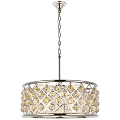 Elegant Lighting Madison 6 Lt Polished Nickel Chandelier Golden Teak