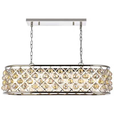 Elegant Lighting Madison 6 Lt Polished Nickel Chandelier Golden Teak