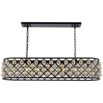Elegant Lighting Madison 7 Lt Matte Black Chandelier Golden Teak