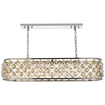 Elegant Lighting Madison 7 Lt Polished Nickel Chandelier Golden Teak