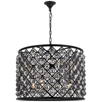 Elegant Lighting Madison 8 Lt Matte Black Chandelier Silver Shade (grey)