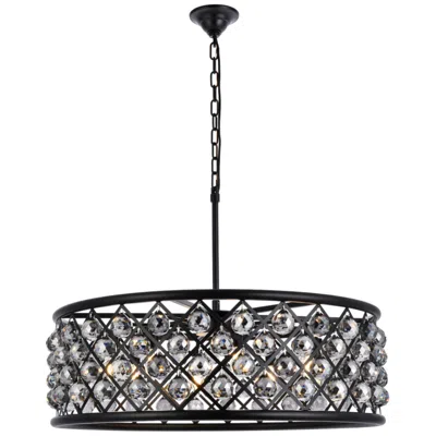 Elegant Lighting Madison 8 Lt Matte Black Chandelier Silver Shade (grey)