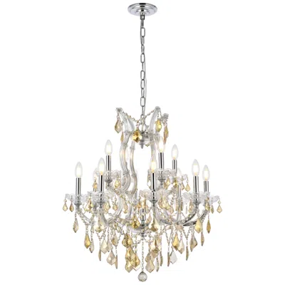 Elegant Lighting Maria Theresa 13 Lt Chrome Chandelier Golden Teak