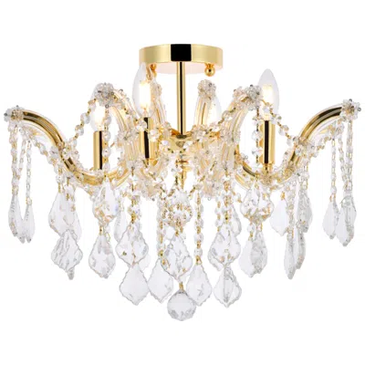 Elegant Lighting Maria Theresa 18" Wide Gold Crystal 4-light Ceiling Light