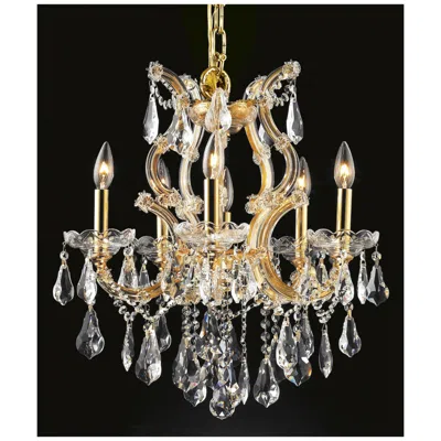 Elegant Lighting Maria Theresa 20" Wide Gold And Crystal 6-light Chandelier