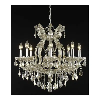 Elegant Lighting Maria Theresa 26" Wide Golden Teak Crystal Chandelier