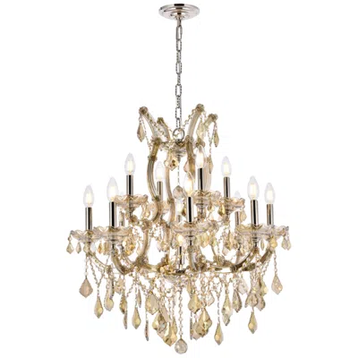 Elegant Lighting Maria Theresa 27" Wide Golden Teak 13-light Chandelier