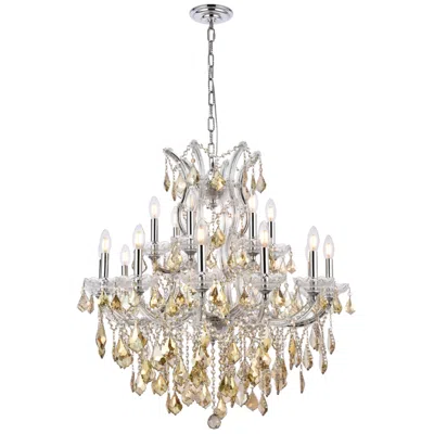 Elegant Lighting Maria Theresa 30" Wide Chrome And Golden Crystal Chandelier