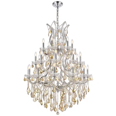 Elegant Lighting Maria Theresa 38" Wide Chrome And Golden Crystal Chandelier In Multi