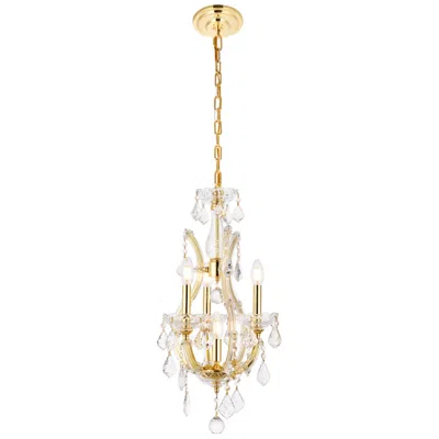 Elegant Lighting Maria Theresa 4 Lt Gold Pendant Clear