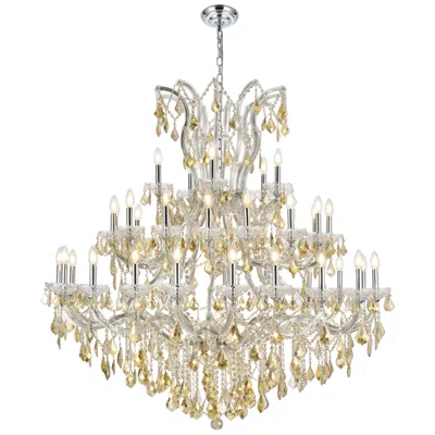 Elegant Lighting Maria Theresa 41 Lt Chrome Chandelier Golden Teak