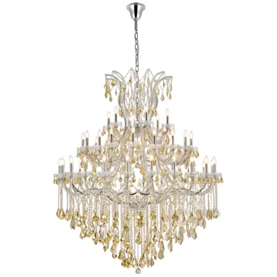 Elegant Lighting Maria Theresa 49 Lt Chrome Chandelier Golden Teak