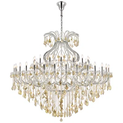 Elegant Lighting Maria Theresa 49 Lt Chrome Chandelier Golden Teak