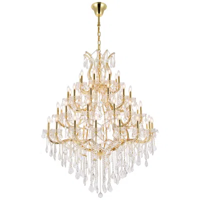 Elegant Lighting Maria Theresa 49 Lt Gold Chandelier Clear