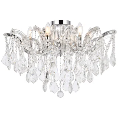 Elegant Lighting Maria Theresa 6 Lt Chrome Flush Mount Clear