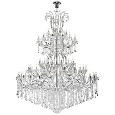 Elegant Lighting Maria Theresa 84 Lt Chrome Chandelier With Clear Tear Drop Crystals Clear In Silver
