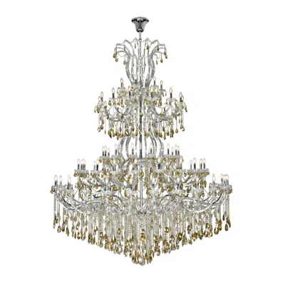 Elegant Lighting Maria Theresa 84 Lt Chrome Chandelier With Golden Teak In Silver