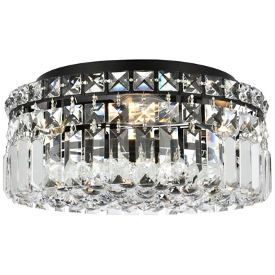 Elegant Lighting Maxime 12"w Black And Clear Crystal 4-light Ceiling Light
