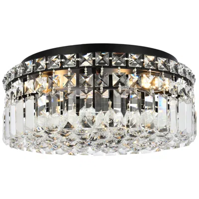 Elegant Lighting Maxime 14" Wide Black And Crystal Ceiling Light