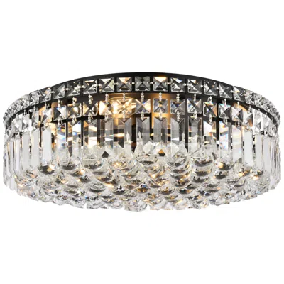 Elegant Lighting Maxime 20" Wide Black And Clear Crystal Drum Ceiling Light