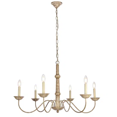 Elegant Lighting Merritt Collection Chandelier D35 H21.6 Lt:6 Weathered Dove Finish