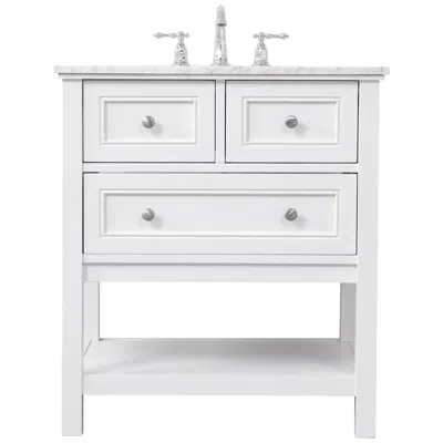 Elegant Lighting Metropolis 30" Wide White Wood 3-drawer Single Sink Vanity