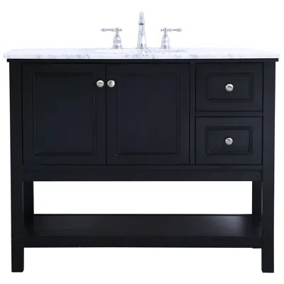 Elegant Lighting Metropolis 42"w Black 2-drawer Single Sink Bathroom Vanity