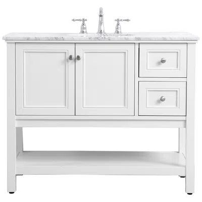Elegant Lighting Metropolis 42"w White 2-drawer Single Sink Bathroom Vanity