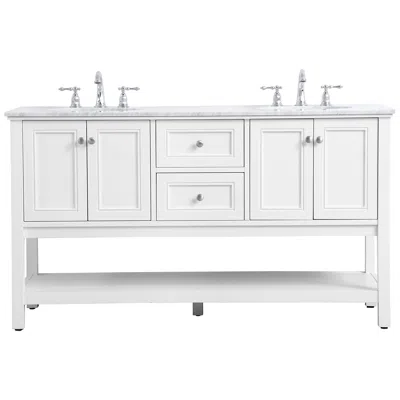 Elegant Lighting Metropolis 60"w White 2-drawer Double Sink Bathroom Vanity