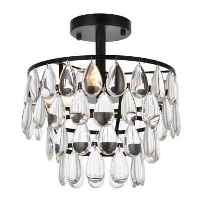 Elegant Lighting Mila 12" Black And Crystal Ceiling Light