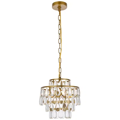 Elegant Lighting Mila 12" Wide Brass 3-light Mini Pendant