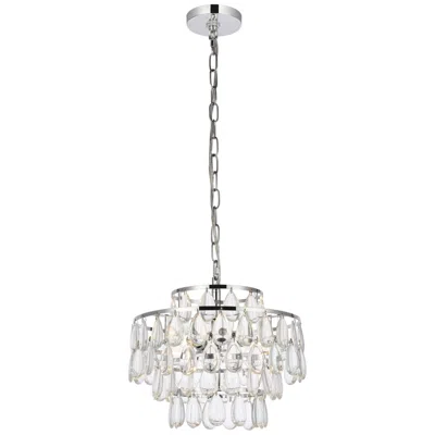 Elegant Lighting Mila 14" Chrome Tiered Crystal Pendant Light