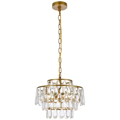 Elegant Lighting Mila 14" Pendant In Brass In Gold