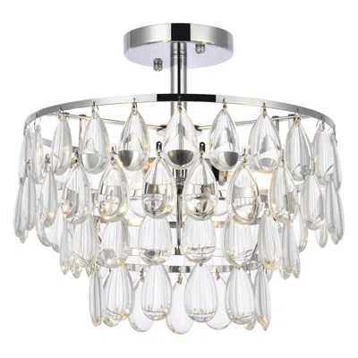 Elegant Lighting Mila 14" Wide Chrome And Clear Crystal 2-tier Ceiling Light
