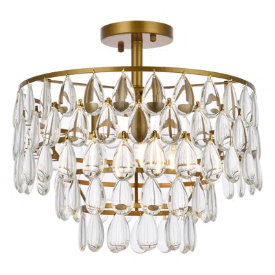 Elegant Lighting Mila 16" Flush Mount In Brass