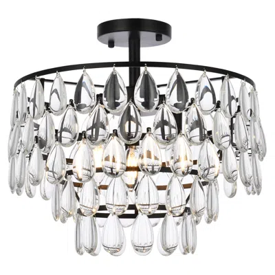 Elegant Lighting Mila 16" Semi-flush Mount Crystal Drum Ceiling Light
