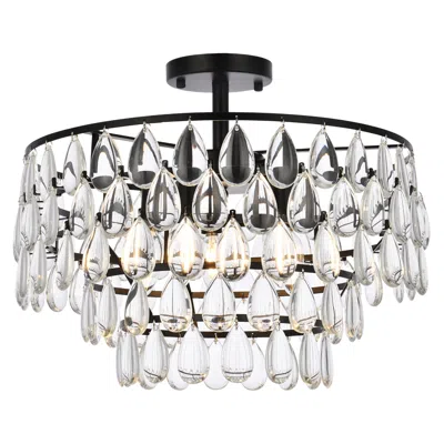 Elegant Lighting Mila 18" Semi-flush Mount Crystal Drum Ceiling Light