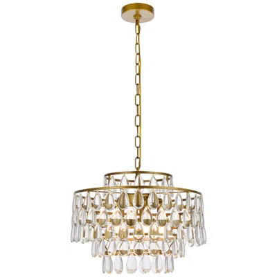Elegant Lighting Mila 18" Wide Brass And Crystal Pendant Light