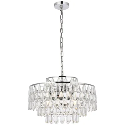 Elegant Lighting Mila 20" Wide Chrome And Clear Crystal Chandelier