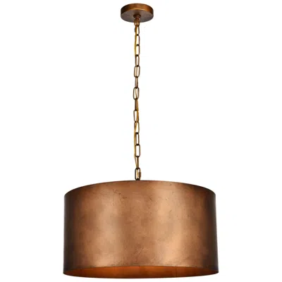 Elegant Lighting Miro 20" Wide Brass Finish Drum Pendant