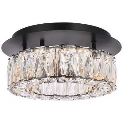 Elegant Lighting Monroe 12" Led Black Finish Flush Mount Ceiling Light
