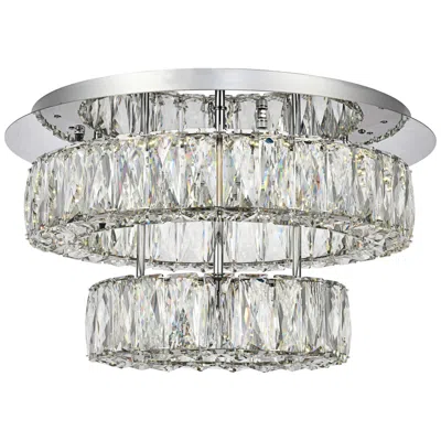 Elegant Lighting Monroe 17 3/4" Wide Chrome 2-ring Led Chip Ceiling Light