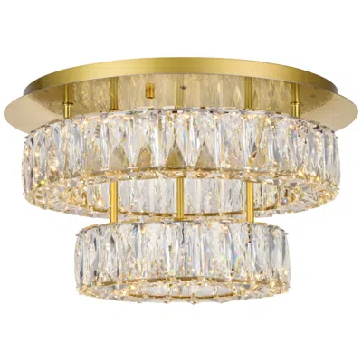Elegant Lighting Monroe 17 3/4" Wide Gold And Clear Crystal Led Ceiling Light